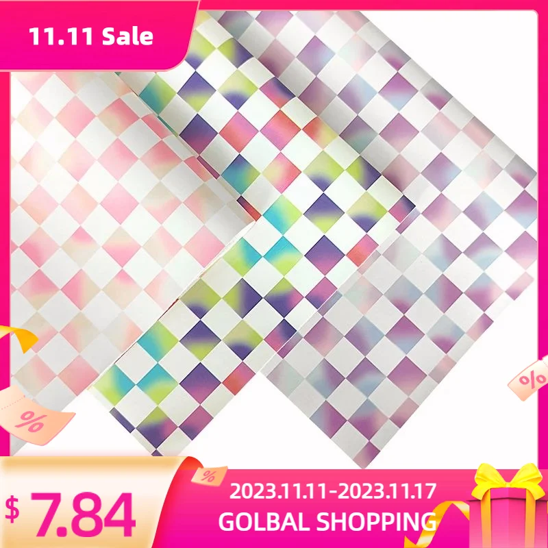 

30x135cm Matte Checkered pattern Faux Leather Sheets PU Fabric for Making Shoe Bag Decoration Sewing Crafts projects 0.7MM