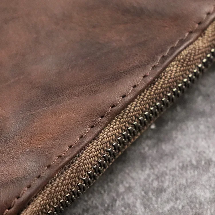 Handmade Vintage Style Mini Coin Purse with Genuine Leather and Plant-tanned Leather
