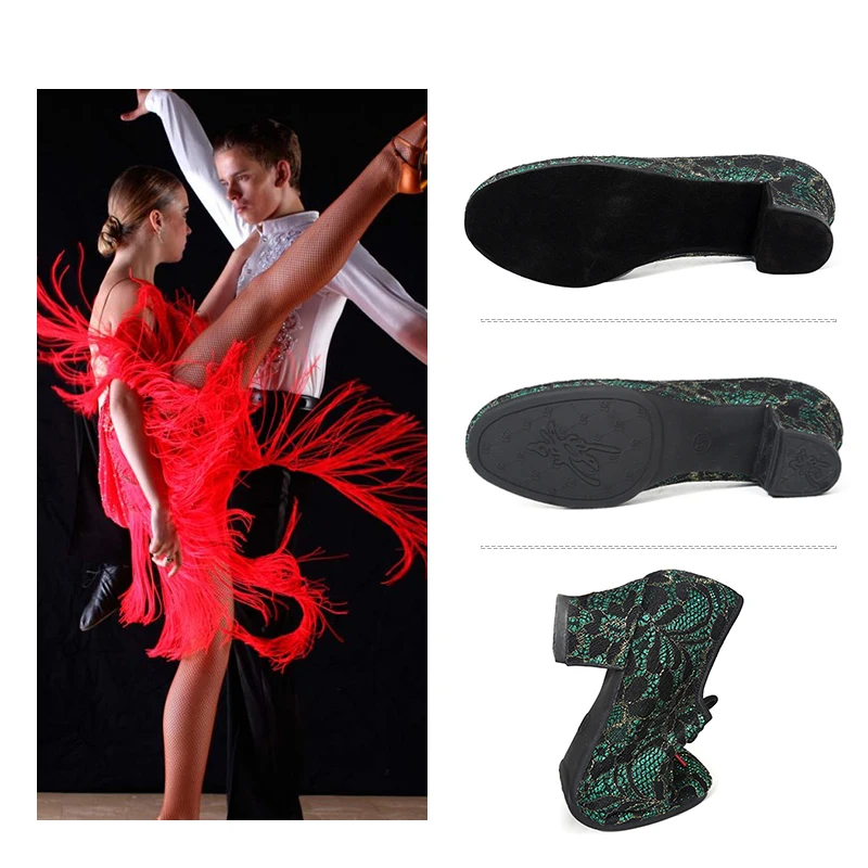 DKZSYIM Women Lace Dance Shoes Modern Tango Waltz Shoes Ballroom Dancing Shoes Rubber Sole Woman Dance Sneaker Size 34-41 6