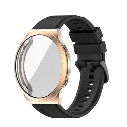 Silicone Sport Wrist Strap Band - Replacement Watchband - Huawei GT 2 Pro (Rose Gold - Black)