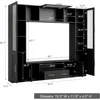 Entertainment Wall Unit, Multifunctional TV Stand with Tempered Glass Door, Up-Flip Door & Shelves, Large Console Storage 3