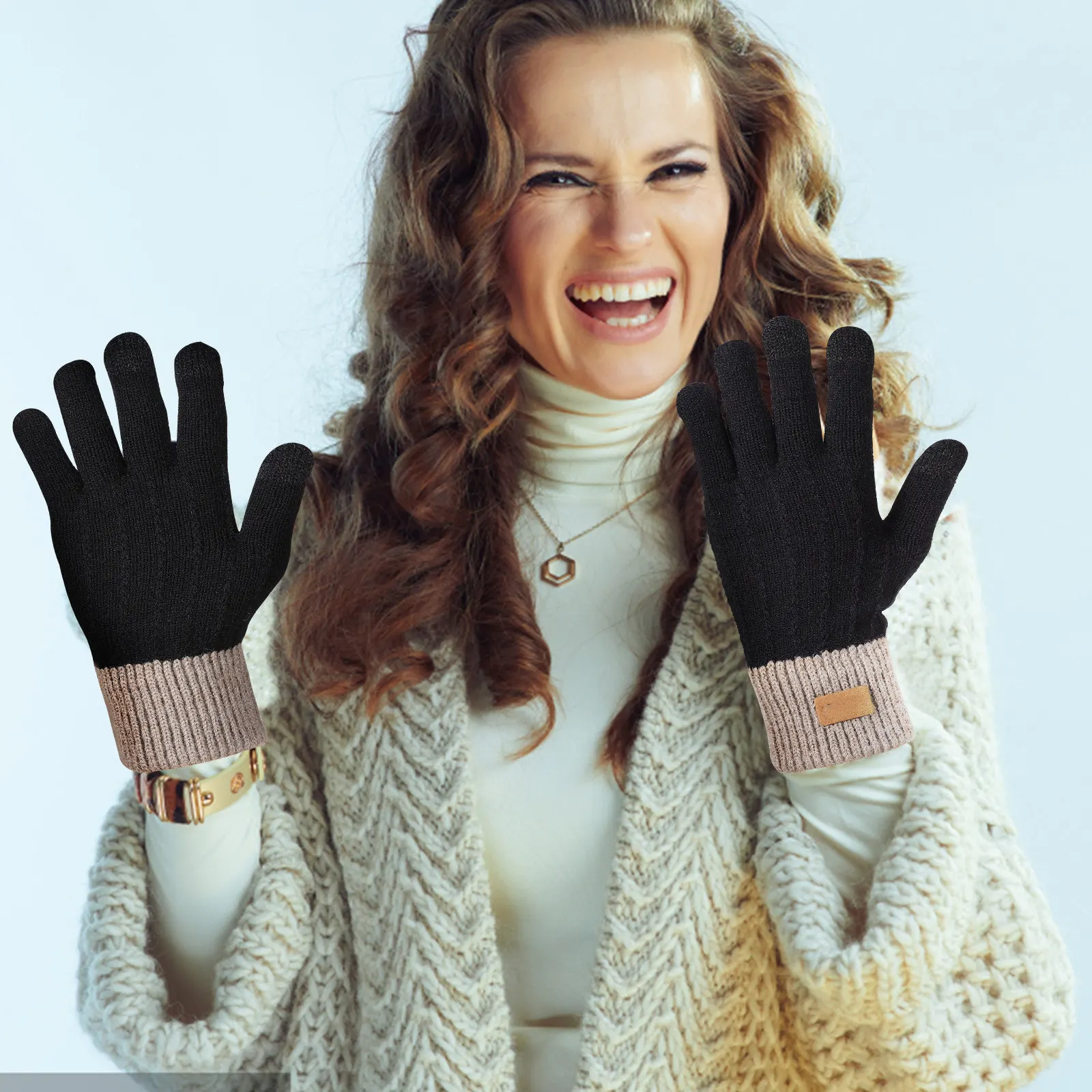 2 쌍 겨울 장갑 터치 스크린 따뜻한 열 양털 장갑 남성 여성용 달리기 운전 야외 추운 날씨 편안한 착용감