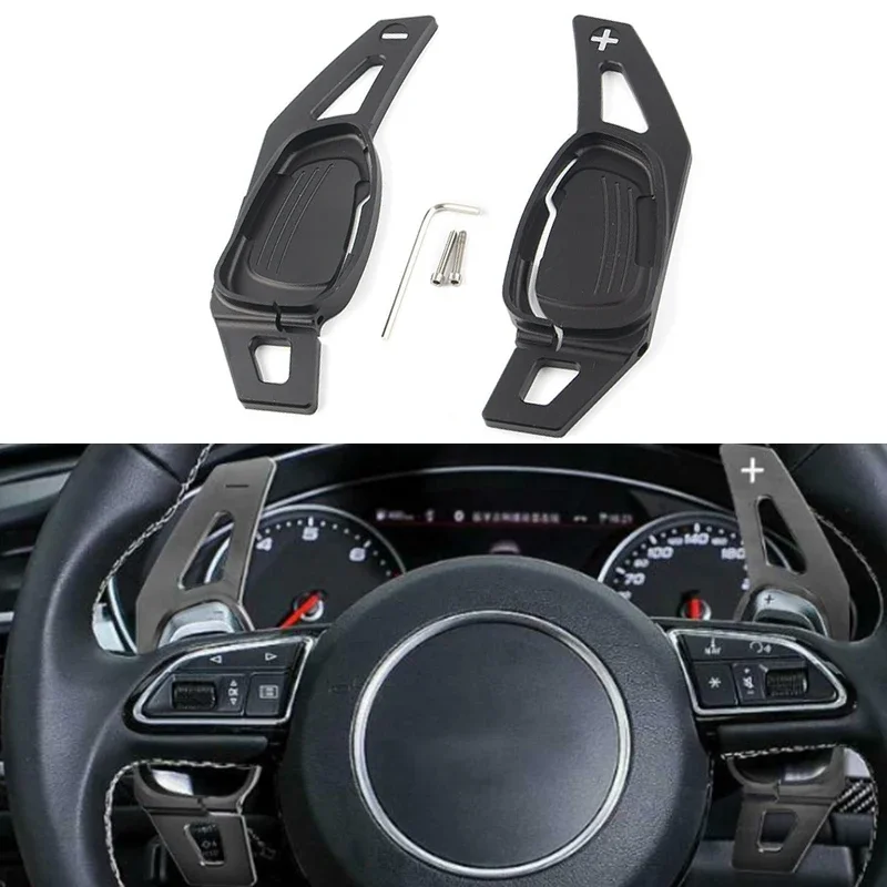 

For Audi A5 S3 S5 S6 SQ5 RS3 RS6 RS7 Accessories Parts 2PCS Black Car Gear Shifter Steering Wheel Shift Paddle Extension