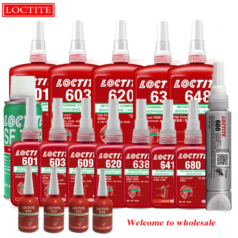 

10/50/250 ml Loctite glue 601 603 609 620 638 640 641 648 680 660 Retaining Compound Green High strength Cylinder Retaining