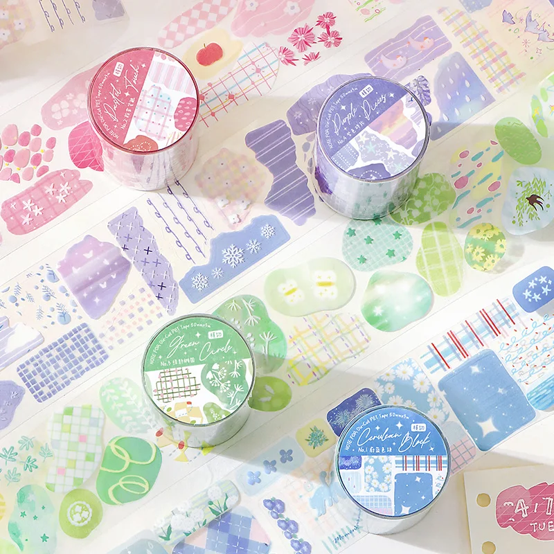 50mm * 3m 인스 컬러 콜라주 베이직 컬러 블록 다이컷 테이프 DIY 다이어리..