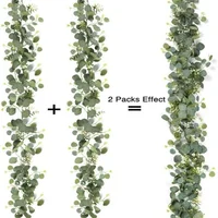 2pcs/1pc 6' Artificial Eucalyptus Garland Faux Greenery Eucalyptus Leaves Vines For Wedding Backdrop Arch Home Party Decor 6