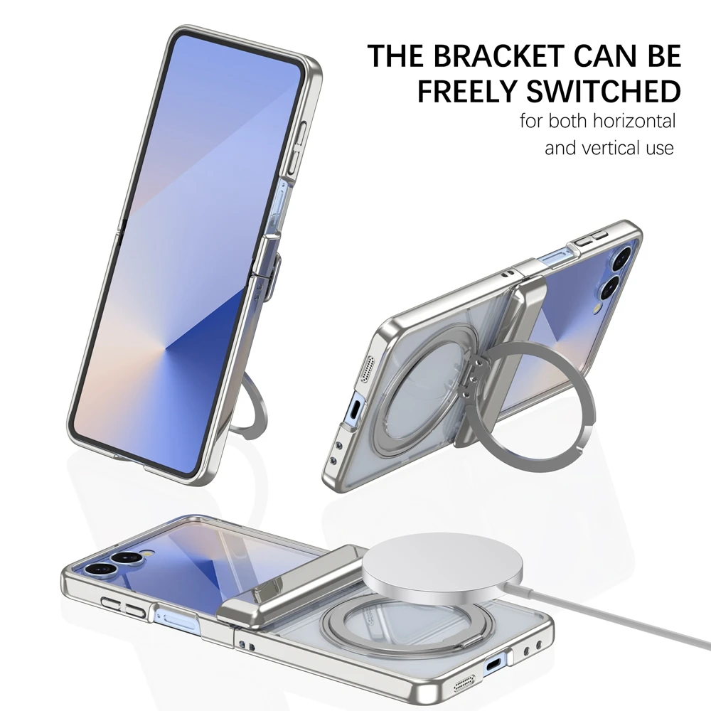 Electroplating Transparent Shockproof Case with Hinge Protection, Ring Holder, and Magnetic Feature