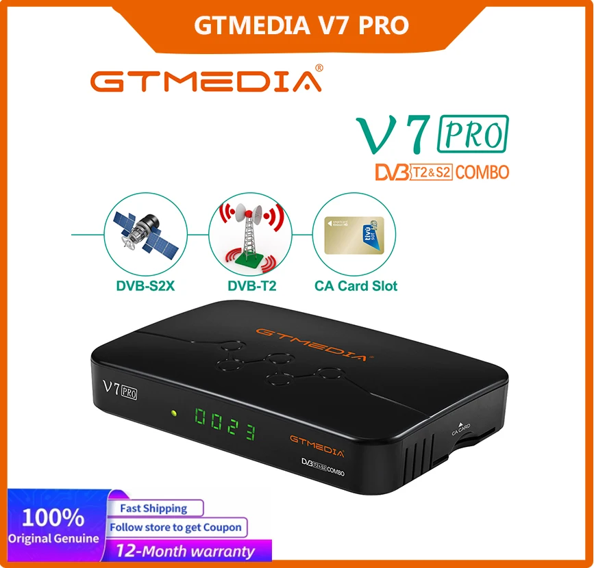 Gtmedia V7 Pro Ricevitore Tv Satellitare Smart Tv Dvb S S2 S2X T2 H.265 1080P Hd Ca Slot Per Schede Usb Wifi Pvr Spainset Top Box
