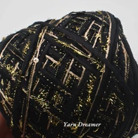 Black Yarn 100g Gold Yarns for Knitting and crochet Blended Glitter Yarn for Crochet thread Sequin Yarn Art 1