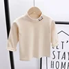 Autumn Winter Children Kids Boys Girls T-shirts Tops Turtleneck Solid Long Sleeve Warm Fleece Bottoming Shirts Tees for Kids 4