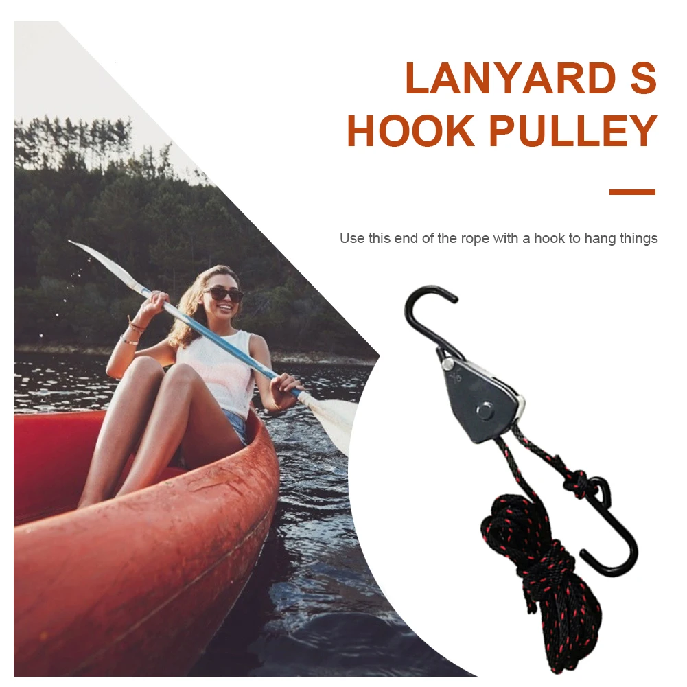 Adjustable Lanyard Lifting Pulley Hook for Outdoor Tent Lamp