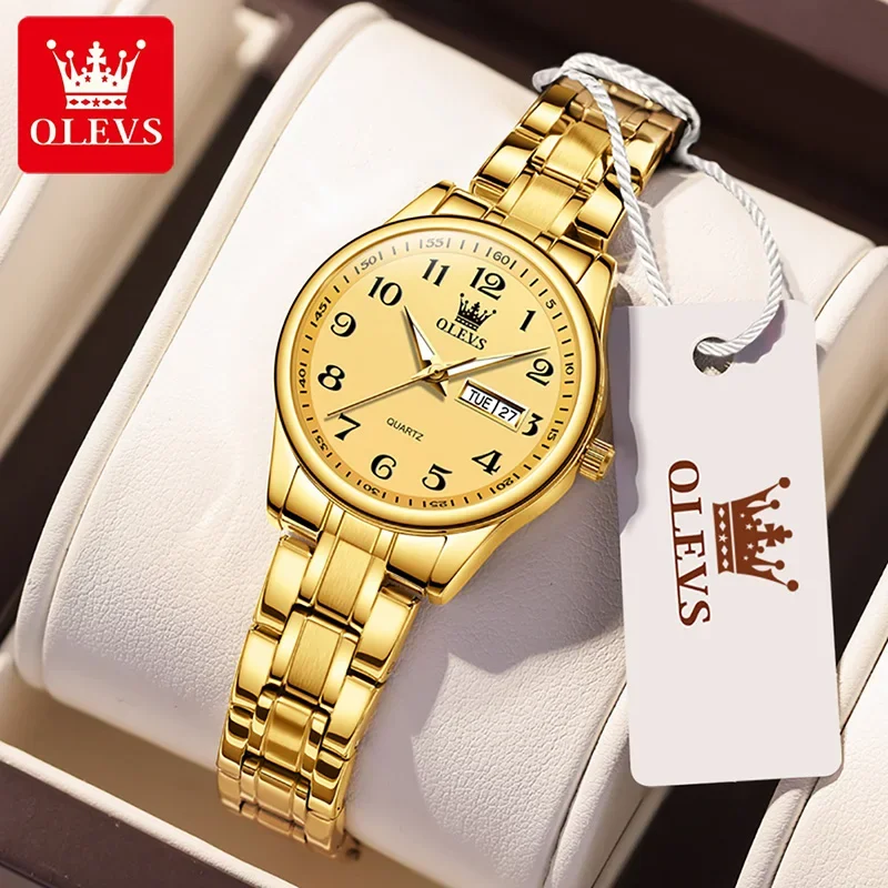 OLEVS 5567 Trendy Luxury Quartz Women Wristwatches, Alloy Strap Waterproof Casual Watches For Women Calendar Week Display 3