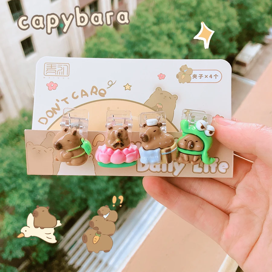Cute Paper Clip Creative Capybara Scrapbook Journal Clip Student Stationery Acrylic Office Binding Photo