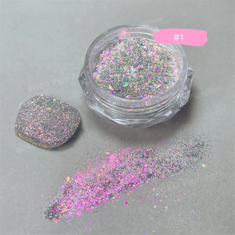 

1 JAR Sparkly Flash Glitter Nail Powder Broken Diamond Crystal Symphony Powder UV Gel Pigment Nail Supplies Manicure Chrome Dust