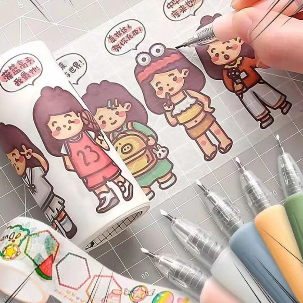 창의적인 종이 커팅 펜 나이프 DIY 공예 미술 유틸리티 나이프 펜 테이프 커터 펜 스티커