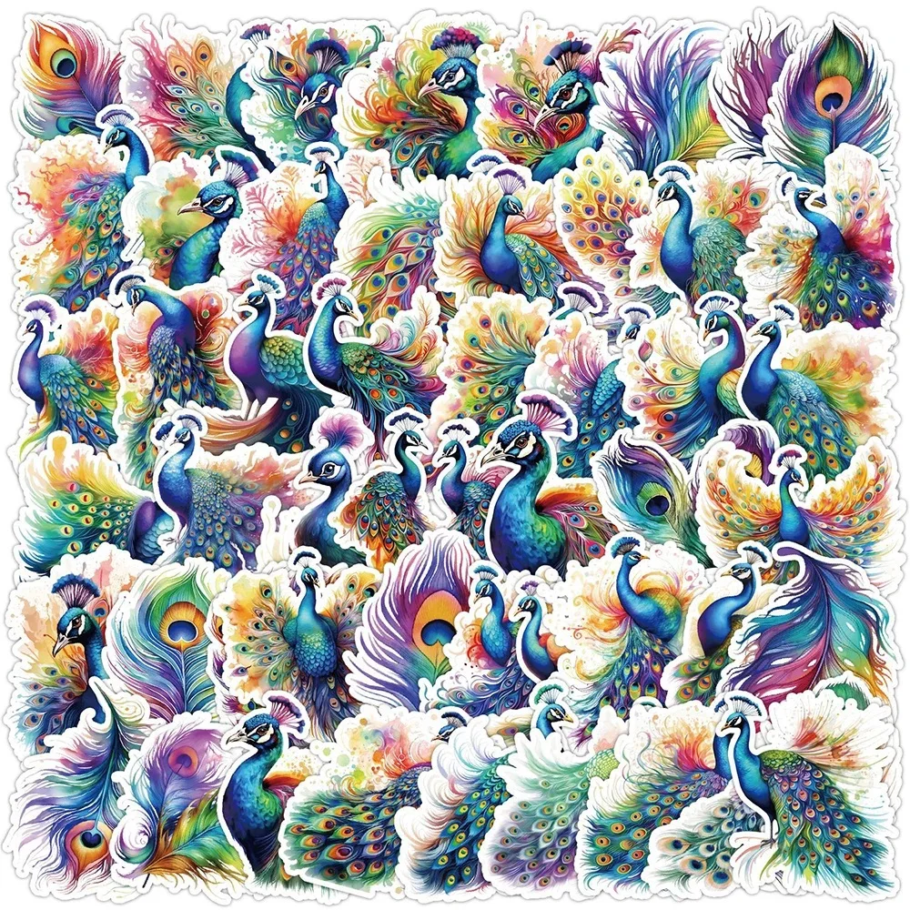 

50PCS Cute Fantasy Peacock Animal Stickers Cartoon Decals DIY Car Motorcycle Travel Luggage Guitar Fridge Graffiti Sticker