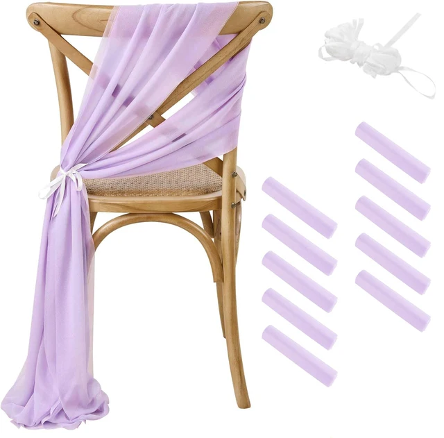 Set of 10 Like Chiffon Chair Sashes Wedding Chair Decoration For Aisle Decorations Party Banquet Event Baby Shower，17x250cm Long
