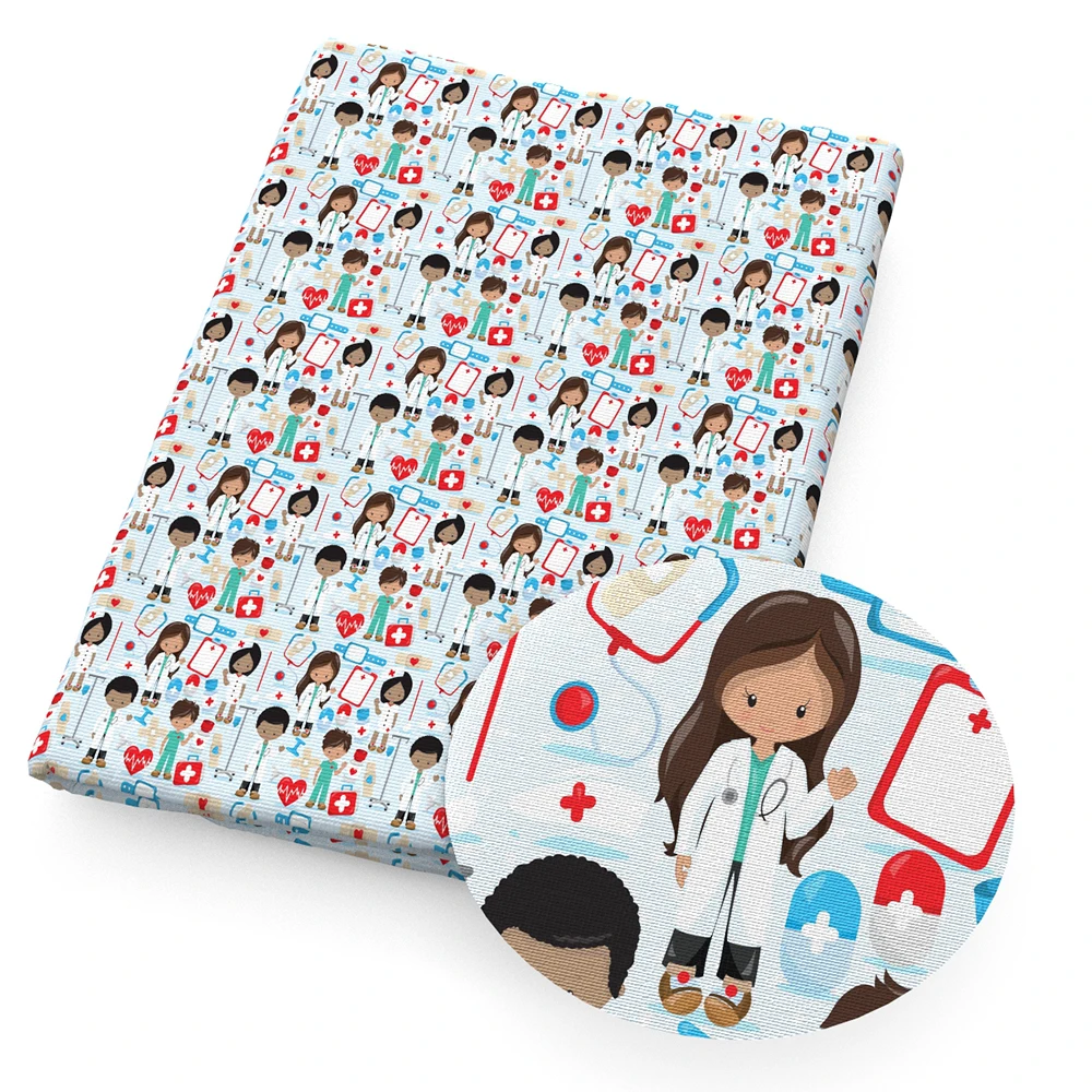 Polyester Cotton Fabric 4 Ways Stretch Body Organ Brain Bone Printed Fabric for Sewing Doll Dress DIY Craft Supplies