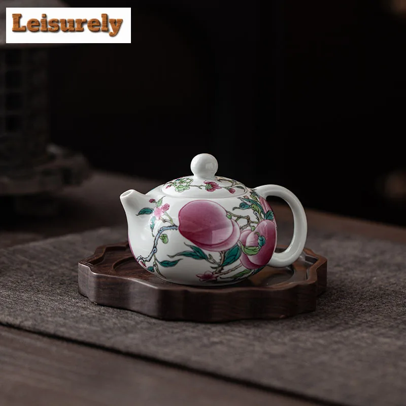 160ml Longevity Peach Xishi Teapot Retro Tea Infuser Pot Tea Making Kettle With Ball Hole Tea Items Accessories Decoration Gift