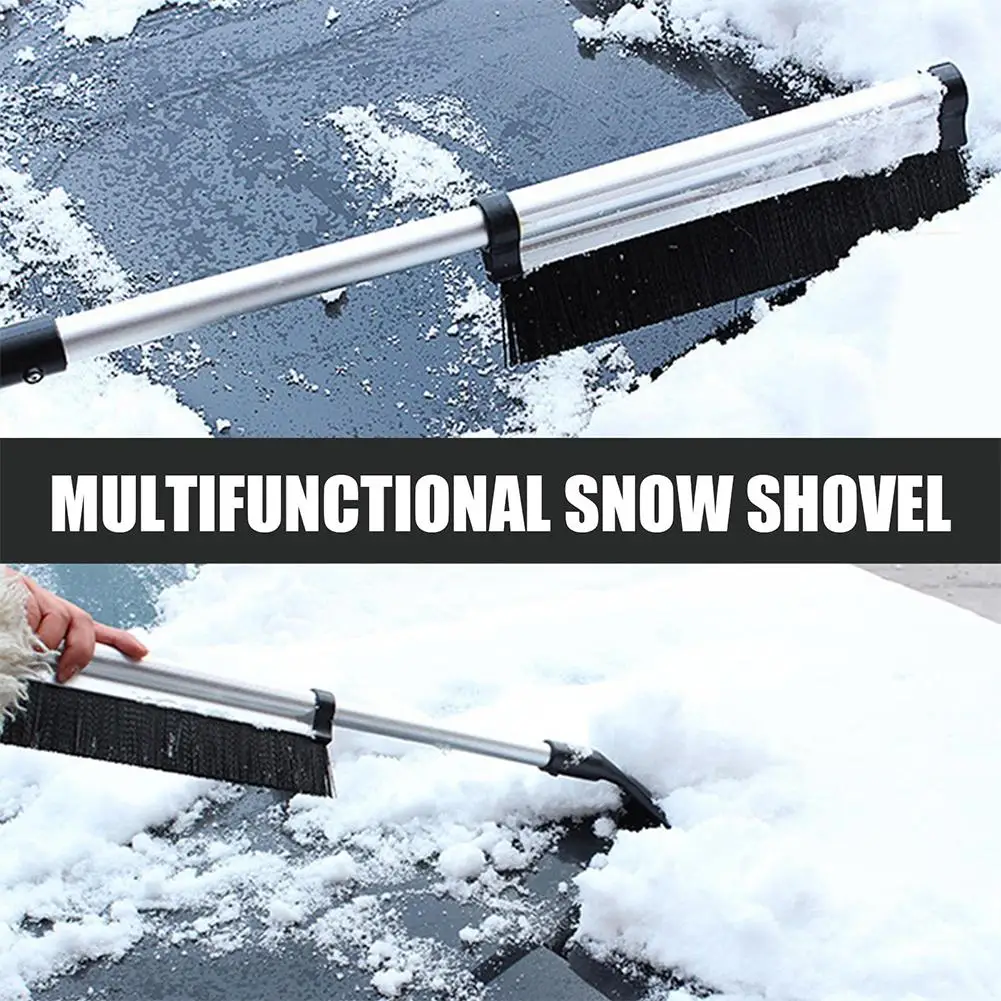 Car Windshield Wiper Snow Removal Brush Snow Shovel Cleaning Broom Steel Cleaning Accessories Extendable Tool Stainless B1I9