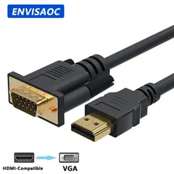Premium HDMI to VGA Adapter Cable - 1.8M Full HD 1080P Display Solution (Black)