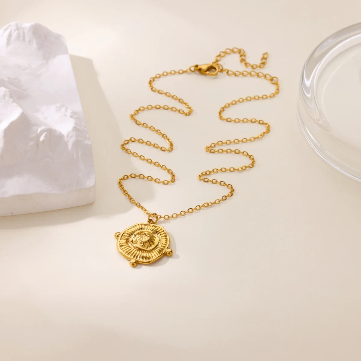 Stainless Steel Necklace Irregular Round Women Necklace