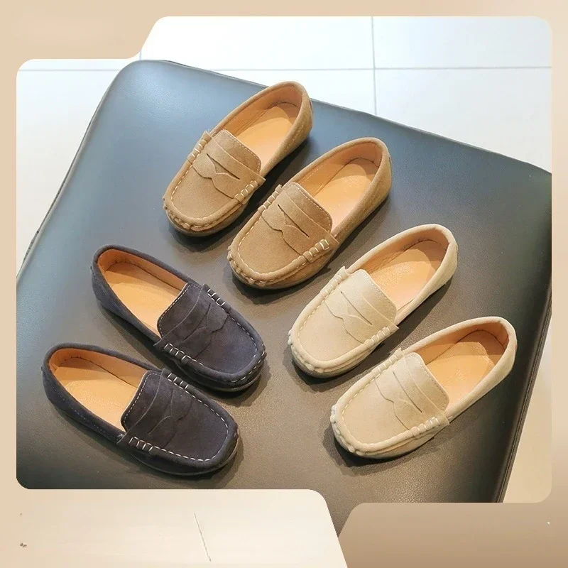 Zapatos Ni&ntilde;a Suede Kid Shoe Autumn New Soft Sole Boy Loafer Shoe Girl Leather British Casual Shoes Flat Shoes Sneakers Girl