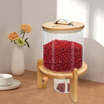 5L Flour and Cereal Container Rice Dispenser Creative Glass Food Storge Container for Kitchen Organization and Pantry Store 1