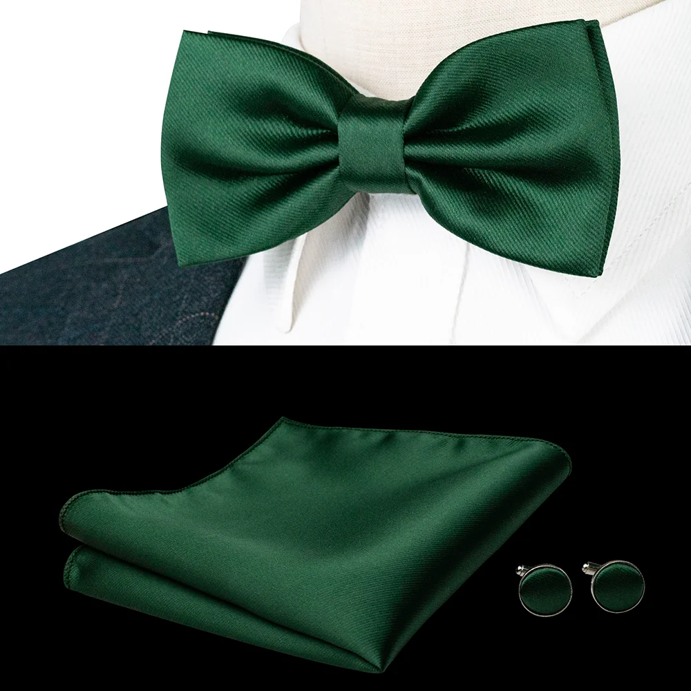 EASTEPIC Herren-Fliege-Sets, einschließlich exquisiter Manschettenknöpfen und weichen Taschentüchern, glänzendes Accessoire aus Satin für Männer bei Hochzeiten