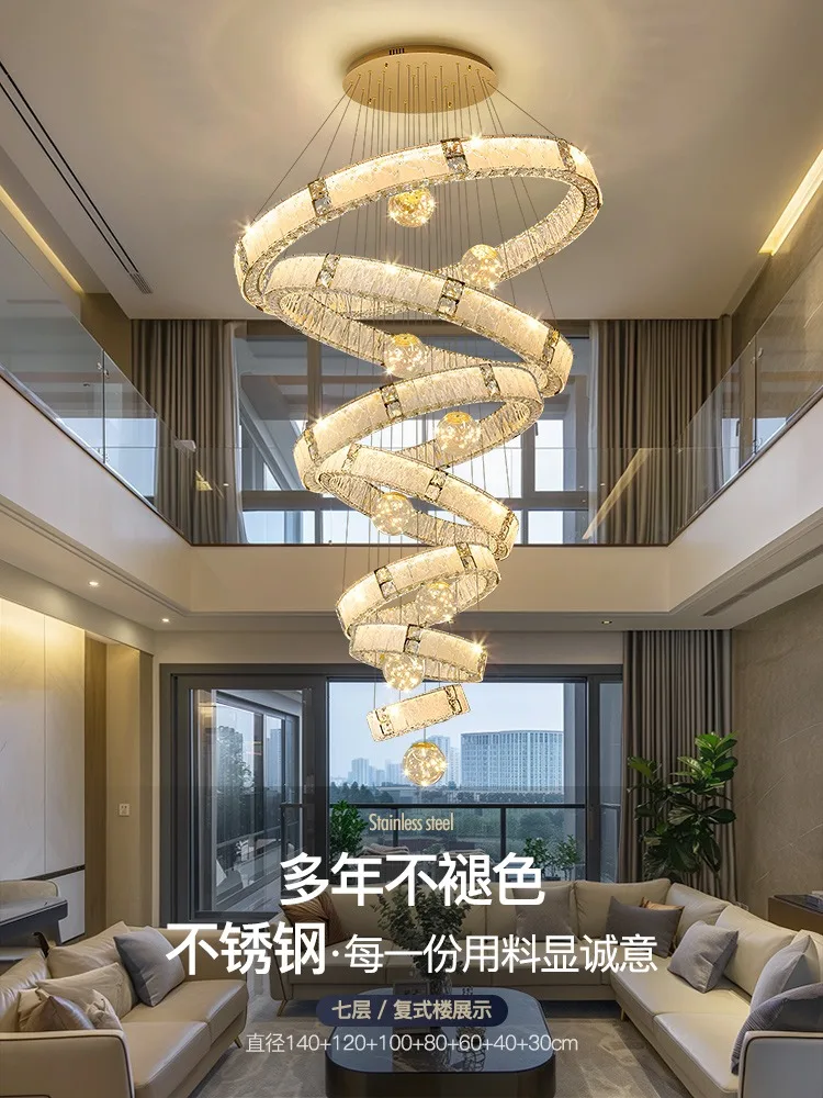 Long Chandeliers for Double High Ceilings,Modern Crystal Balls P 並行輸入品 : LED Chandeliers, Modern Double Spiral Staircase Lustre