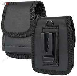 Leather Phone Pouch with Belt Clip Holster & Oxford Cloth Accents for Motorola Razr+ 2025 (NL)