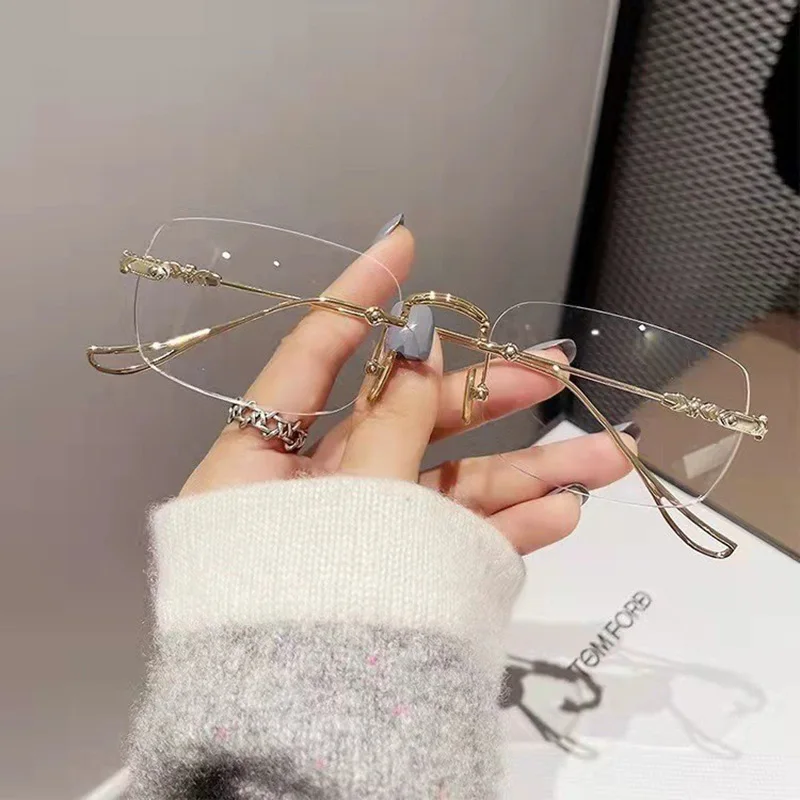 

Rimless Reading Glasses Men Women Luxury Metal Frame Presbyopic Glasses Anti Blue Light Blocking Eyewear Frameless Eyeglasses