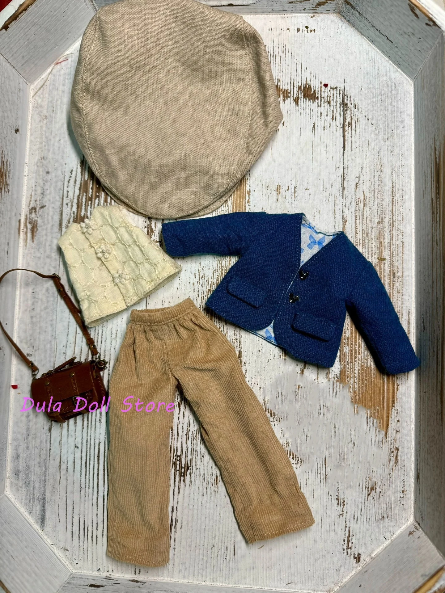 Costume Détective Vintage Pour Poupée – 10/15/20 Cm – Chapeau, Chemise, Gilet, Chaussures – Lot 6 Pièces – Cadeau Fan