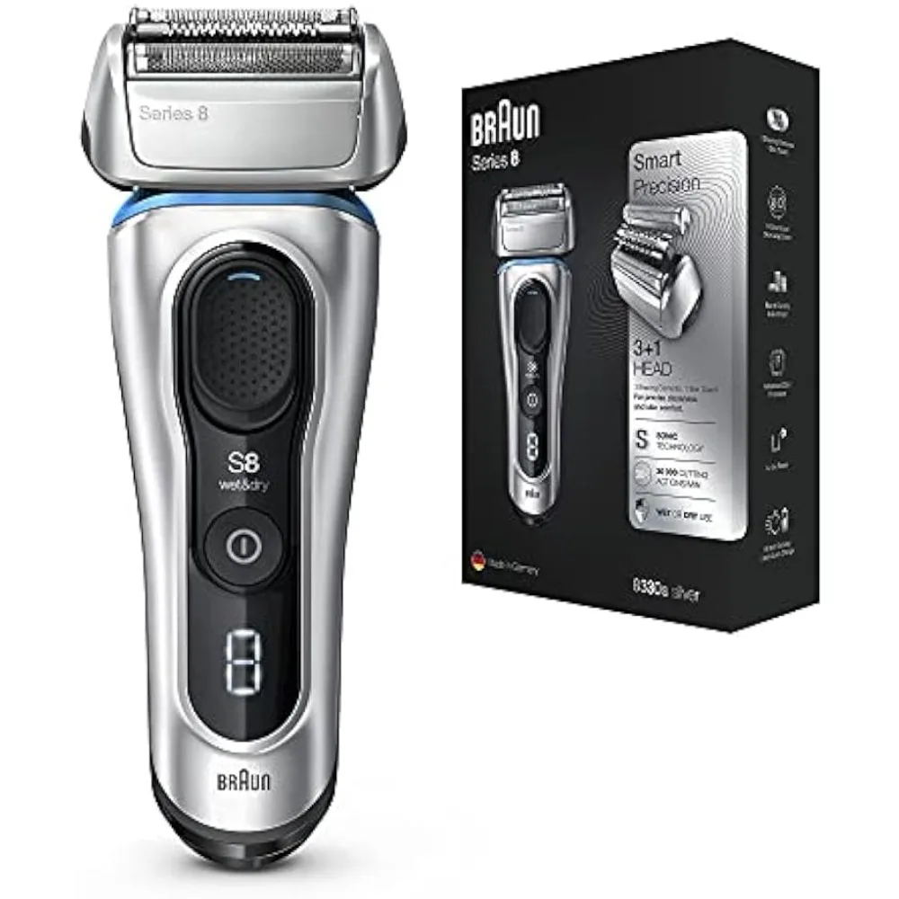 

Series 8 8330s Next Generation, Electric Shaver for Men, Rechargeable and Cordless Razor, Silver, Fabric Travel Case