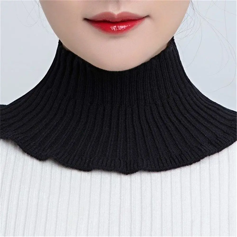 Sciarpa da donna a collo alto con colletto finto a collo alto collo alto collo lavorato a maglia sciarpa staccabile calda invernale antivento volant sciarpa avvolgente, Beige, Taglia unica