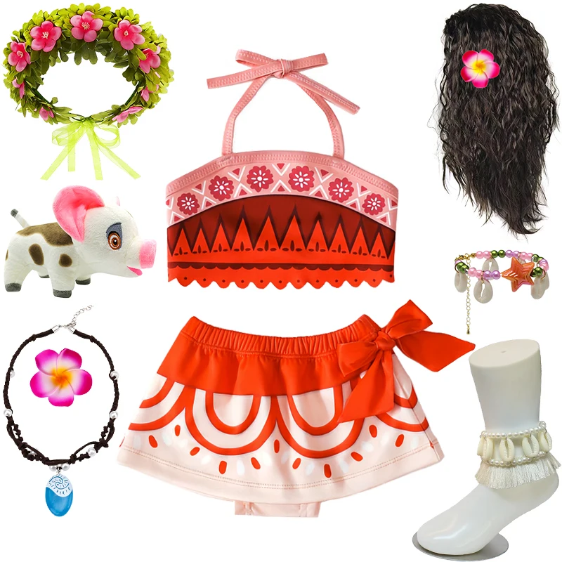 Toddler Baby Girl Cosplay Cartoon Princess Moana Costume Holiday Kids Birthday Party Makeup Ball Clothing Fairy Newborn Clothes 1