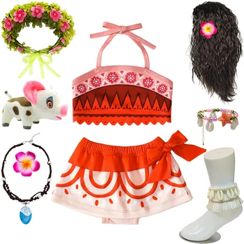 Toddler Baby Girl Cosplay Cartoon Princess Moana Costume Holiday Kids Birthday Party Makeup Ball Clothing Fairy Newborn Clothes 1