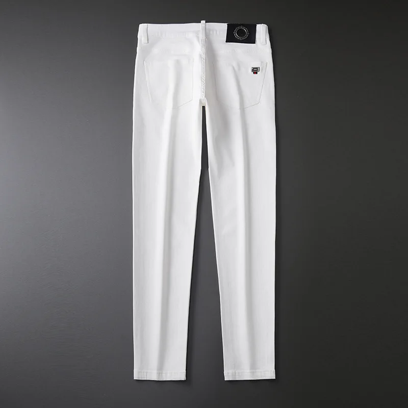 Business Men's Jeans All-Match Fashion Men's White Trousers Stretch Casual All-Match Black Pants Men