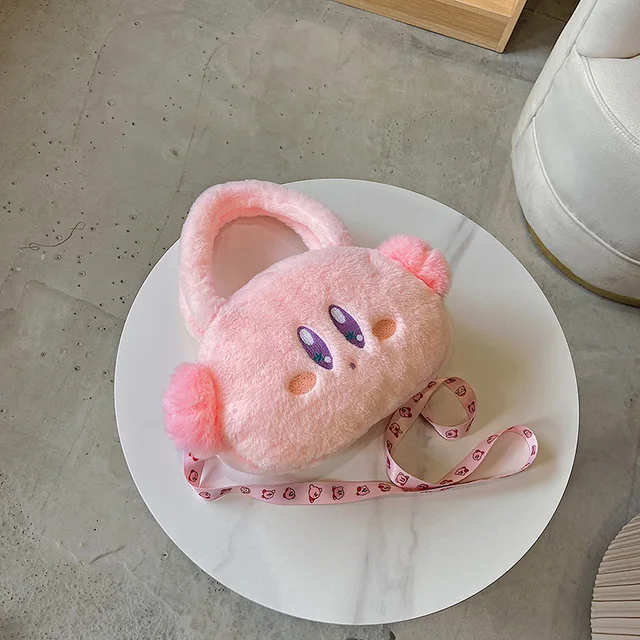 Kirby Plush Bags Women Backpack Anime Kirby Plushie Messenger Bag Cartoon Handbags Soft Kids Gifts Kawaii Stuffed Bags for Girls 5