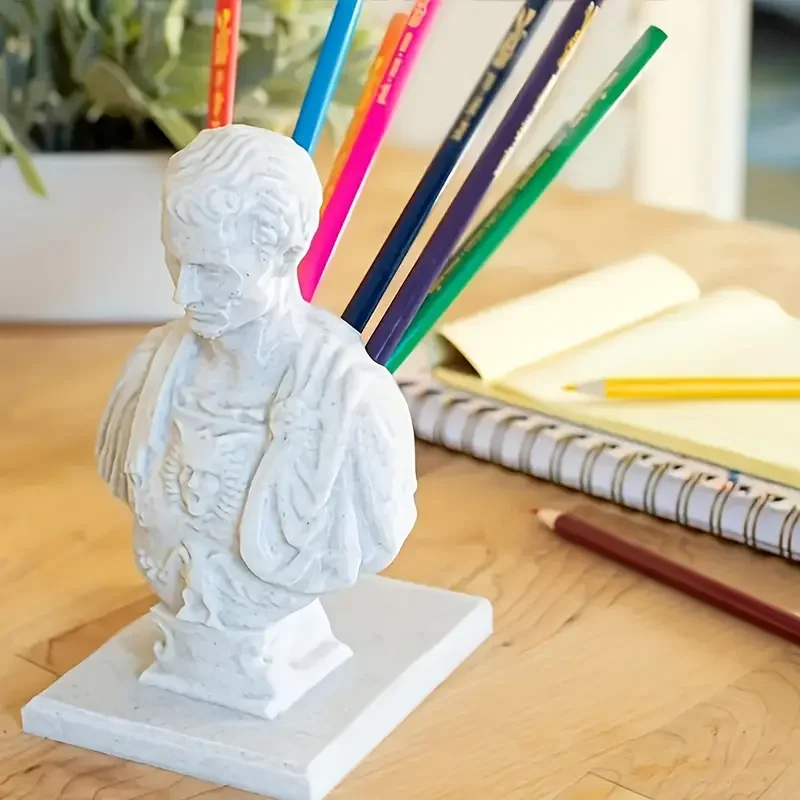 Miniso Julius Caesar Statue Office Desk Pen Holder Office Desk Organizer Decor Pen Rack Gift Stationery Teacher Gift