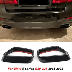 Black Stainless Steel Car Tail Throat Accessories Car Tail Muffler Exhaust Pipe Output Cover For BMW 5 Series G30 G38 2018-2022B