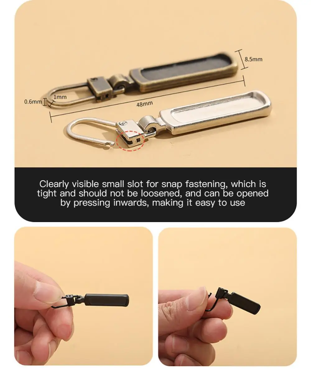 1Pcs Metal Zipper Pull Replacement Detachable Zipper Slider Pull