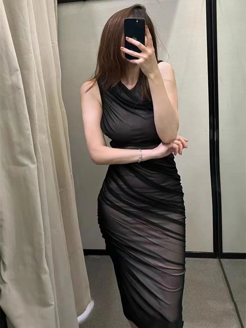 

Платье женское из фатина, с круглым вырезом, без рукавов