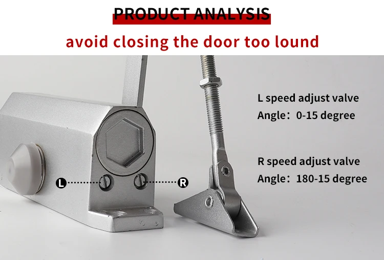 Description Picture 5 of itemSoft Closing Commercial Automatic 60-70kg Adjustable Heavy Duty Aluminum Alloy Door Closer