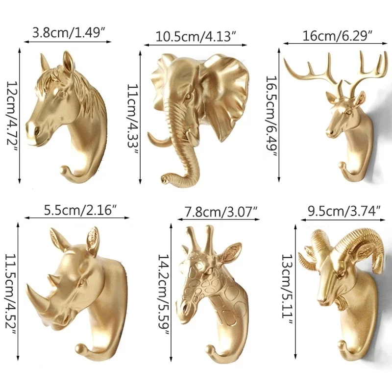 Elegant Gold Deer Head Decorative Wall Hook - Creative Animal Design