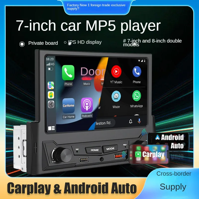 

Cross-Border 1din Wireless Carplay Car Central Control Screen Reversing Navigation 7 Inch 8 Inch Single Spindle Car Mp5 Player