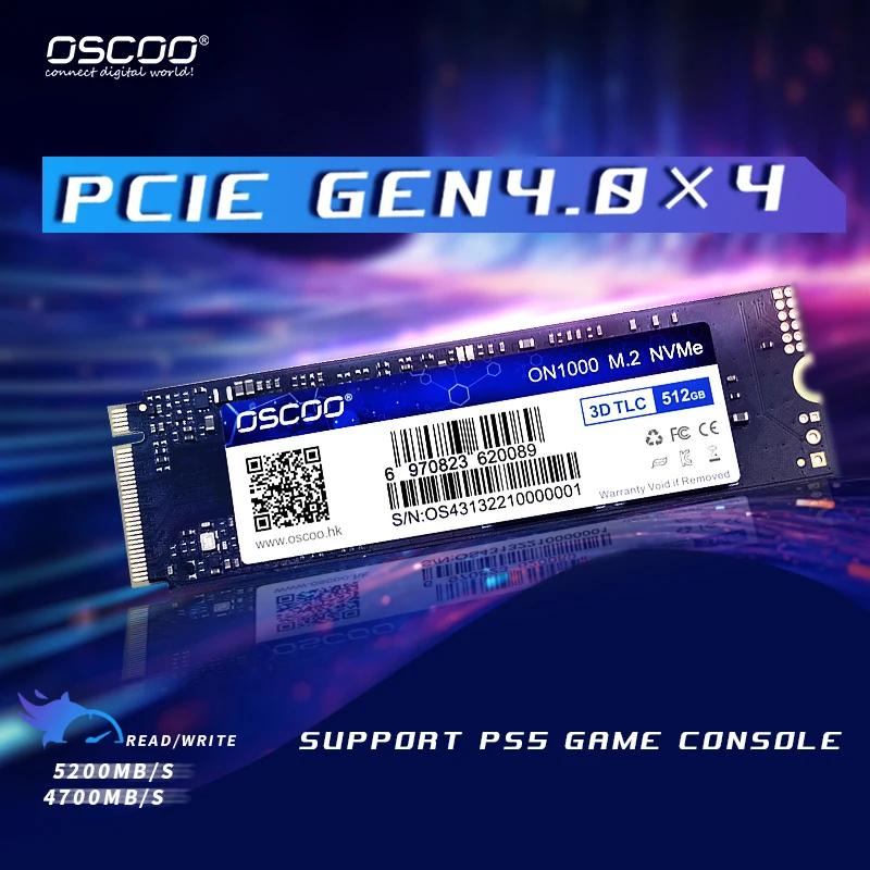 Oscoo Ssd Nvme M2 1Tb 2Tb 4Tb Ssd Pcie4.0 M.2 2280 Dram Cache Unità Disco A Stato Solido Interno Ssd Nvme Per Ps5 Desktop