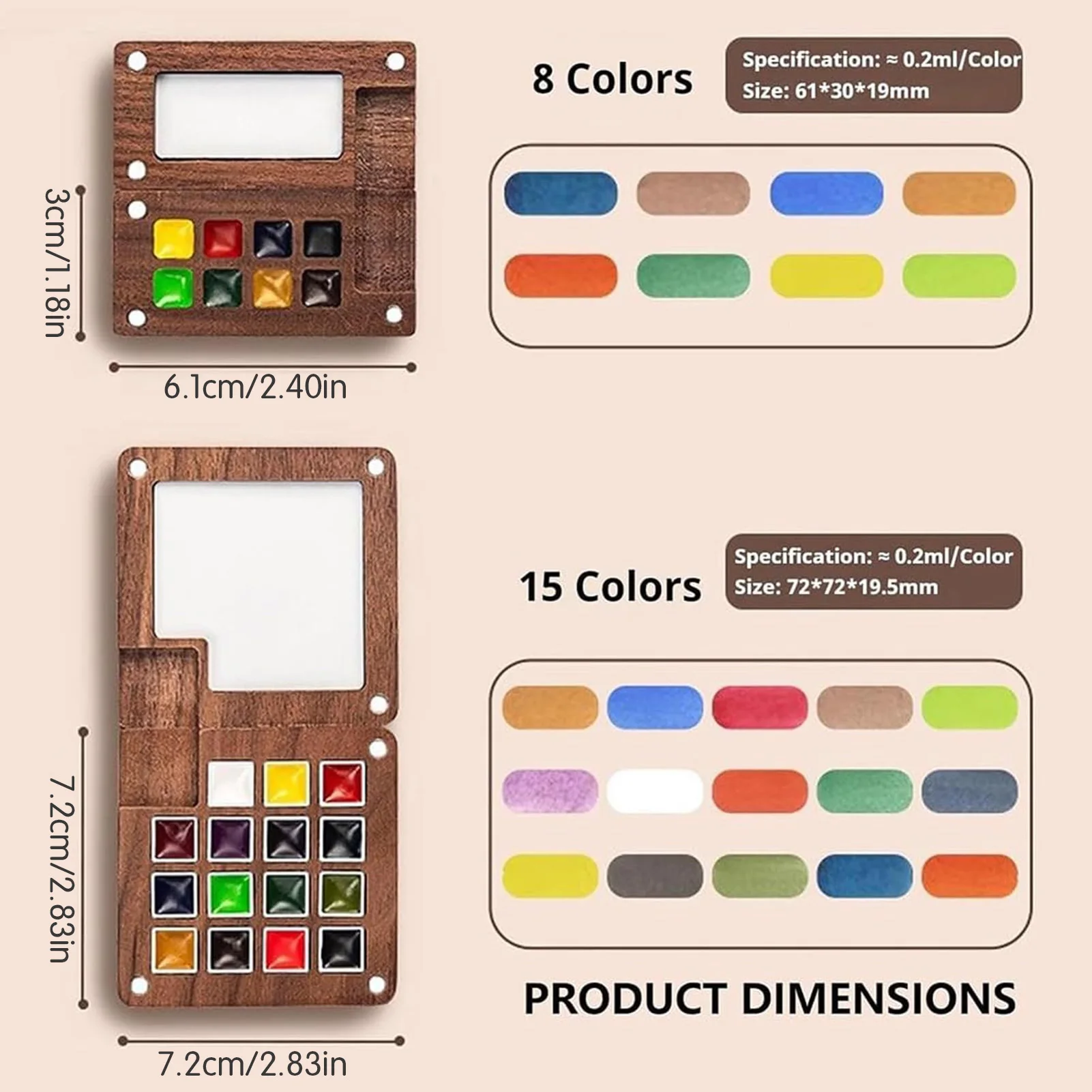 Mini Travel Watercolor Paint Set 6