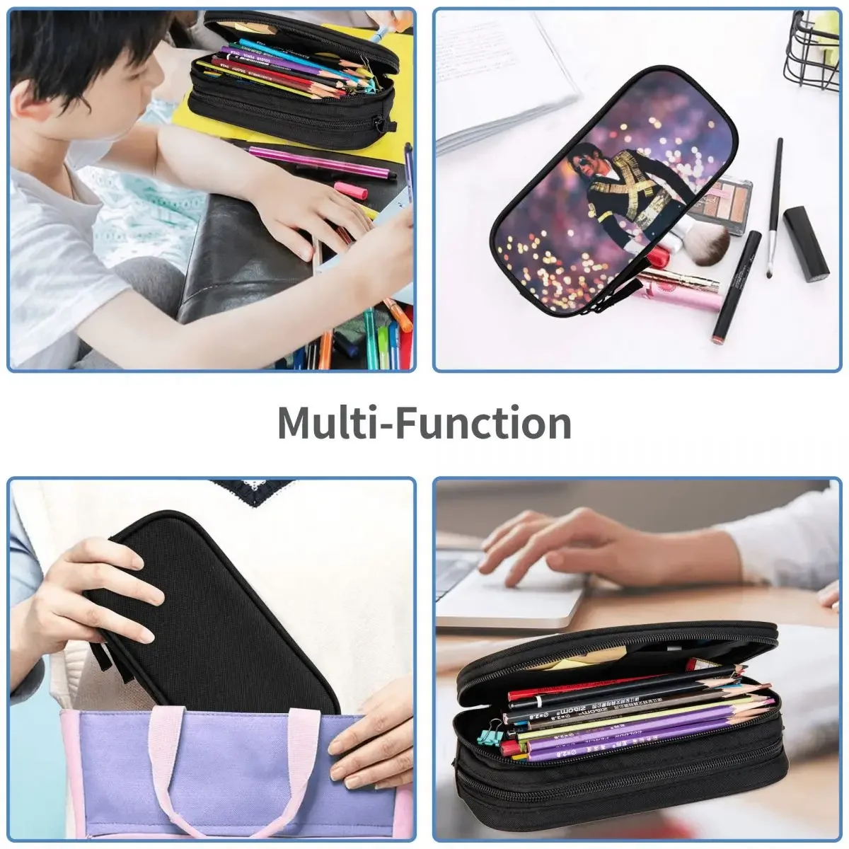Michael Jackson Big Capacity Pencil Pen Case Office College School Large Storage Bag Pouch Holder Box Organizer 6