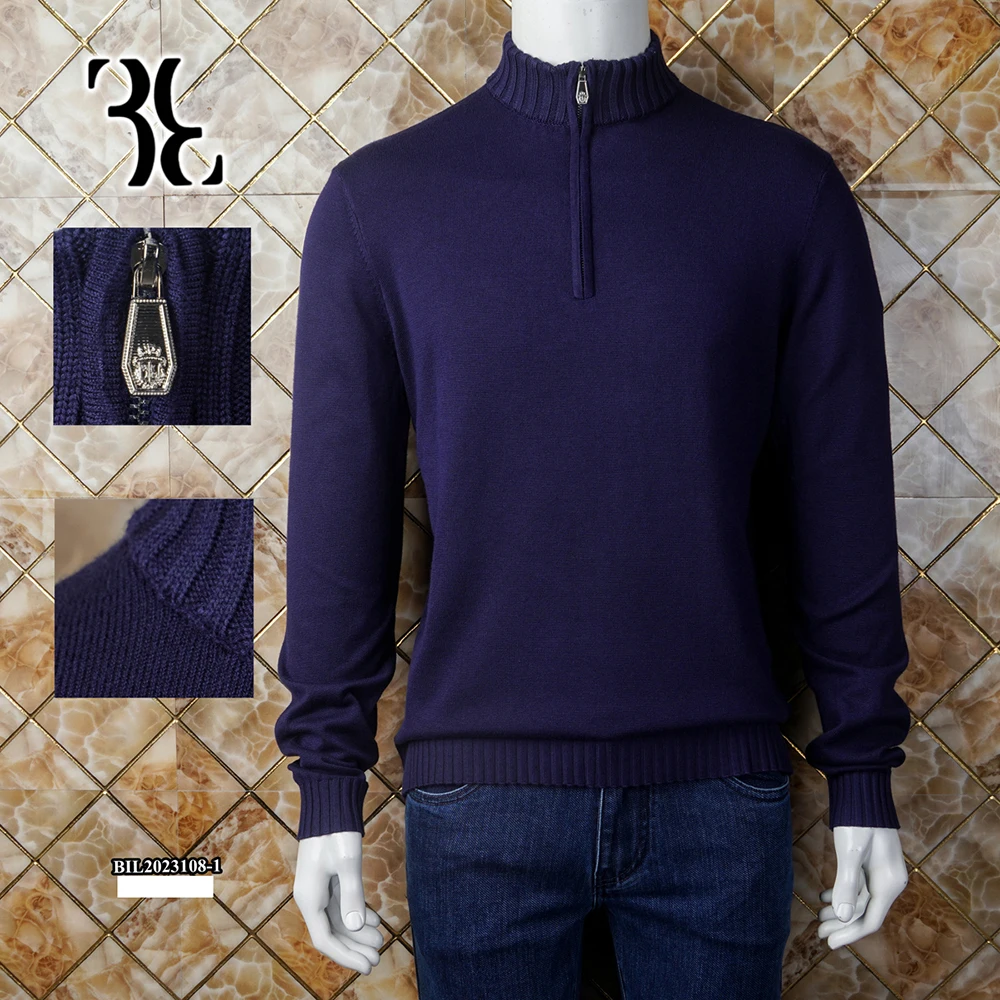 

BILLIONAIRE OECHSLI Sweater Cashmere Silk men's 2024 new warm autumn winter embroidery High collar fashion big size M-4XL